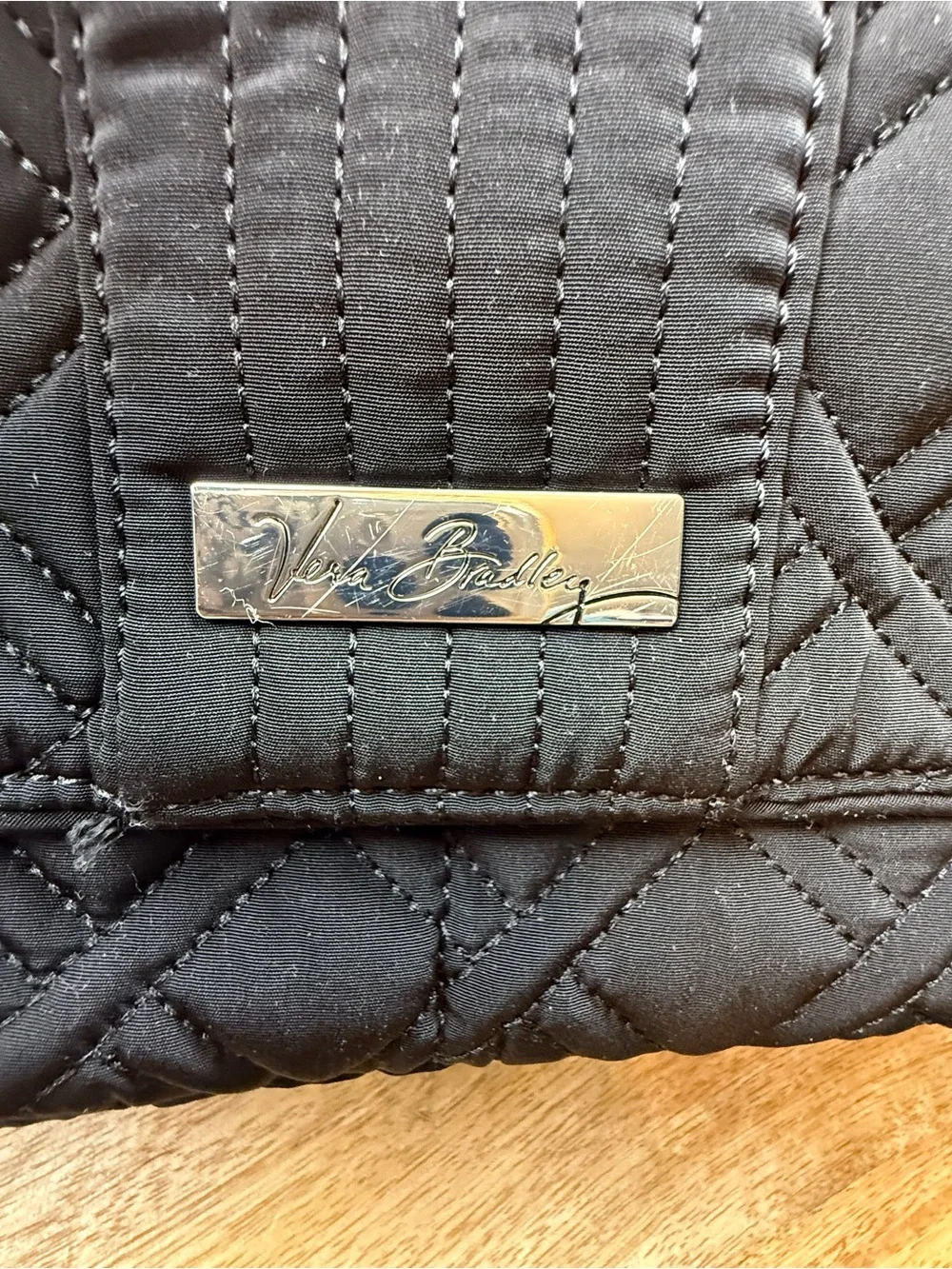 Vera Bradley Black Quilted Messenger Laptop Travel Crossbody Bag